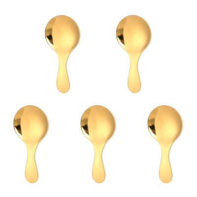 5 PCS Short Handle Spoons Gold Mini Scoops Stainless Spoons for Canisters Small Coffee Scoops Candy Scoops for Condiments Tea Desserts Coffee