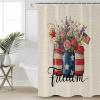 Flower Tulip Flag Shower Curtain Set with Hook 60"x72",Washable Cloth Polyester Fabric Shower+Curtain,Waterproof Bath Curtains for Bathroom,Showers,Bathtubs Independence Patriotic Memorial Day view 1