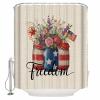 Flower Tulip Flag Shower Curtain Set with Hook 60"x72",Washable Cloth Polyester Fabric Shower+Curtain,Waterproof Bath Curtains for Bathroom,Showers,Bathtubs Independence Patriotic Memorial Day view 2