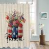 Flower Tulip Flag Shower Curtain Set with Hook 60"x72",Washable Cloth Polyester Fabric Shower+Curtain,Waterproof Bath Curtains for Bathroom,Showers,Bathtubs Independence Patriotic Memorial Day view 3