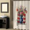 Flower Tulip Flag Shower Curtain Set with Hook 60"x72",Washable Cloth Polyester Fabric Shower+Curtain,Waterproof Bath Curtains for Bathroom,Showers,Bathtubs Independence Patriotic Memorial Day view 4