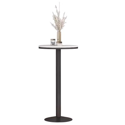 Antourlamm Modern Kitchen Dining Table, Round Bar Table High Top Table with Iron Stable Frame and Base, Freestanding Breakfast Desk Cocktail Pub Table End Side Table (Size : Height 105cm)