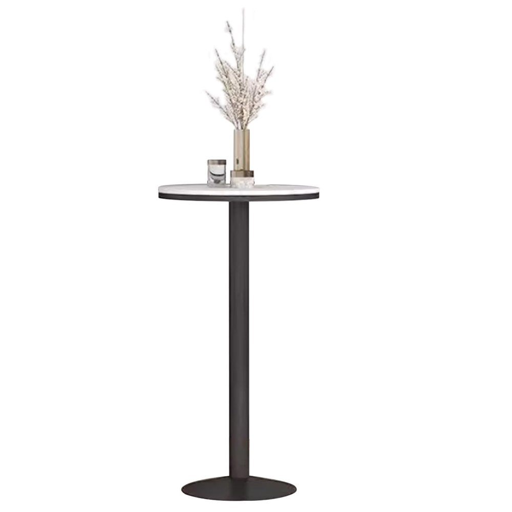 Antourlamm Modern Kitchen Dining Table, Round Bar Table High Top Table with Iron Stable Frame and Base, Freestanding Breakfast Desk Cocktail Pub Table End Side Table (Size : Height 105cm)