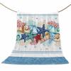 Coastal Beach Throw Blankets, Nautical Ocean Seashell Coral Starfish Soft Fleece Blanket Decorative for Home Sofa Couch Chair Living Bedroom,50x80 inches, Lake Blue Summer view 1