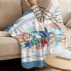 Coastal Beach Throw Blankets, Nautical Ocean Seashell Coral Starfish Soft Fleece Blanket Decorative for Home Sofa Couch Chair Living Bedroom,50x80 inches, Lake Blue Summer view 3