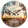 COCOKEN Los Angeles City Landscape Wall Clock Los Angeles Clock 12 Inch PVC Wall Clocks Battery Operated Non-Ticking Rustic Cabin Wall Home Decor for Farmhouse view 2