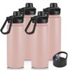 24oz Insulated Water Bottle with Straw Lid, Stainless Steel Metal Water Bottle with Straw & Wide Mouth Lid, Double Wall Vacuum Water Bottle for Hiking Camping, Pink 4 Pack view 1