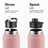 24oz Insulated Water Bottle with Straw Lid, Stainless Steel Metal Water Bottle with Straw & Wide Mouth Lid, Double Wall Vacuum Water Bottle for Hiking Camping, Pink 4 Pack view 3