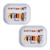 2Pcs Metal Decorative Tray Small Size-7"x5.5" Cute Cartoon Rolling Tray Combo, Premium Dainty Storage Tray, Serving Trays, Organizer Trays (2pcs-White) view 1