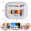 2Pcs Metal Decorative Tray Small Size-7"x5.5" Cute Cartoon Rolling Tray Combo, Premium Dainty Storage Tray, Serving Trays, Organizer Trays (2pcs-White) view 2