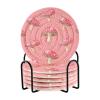 ALAZA Mushroom 6 Pcs Drink Coasters with Holder Absorbent Round Woven Coaster Set for Home Decor Bar Tabletop Cups view 1