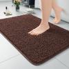 LOCHAS Luxury Bathroom Rug Shaggy Bath Mat 24 x 36 Inch, Washable Non Slip Bath Rugs for Bathroom Shower, Soft Plush Chenille Absorbent Carpets Mats, Brown view 1