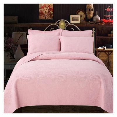 ADovz 100% Cotton Quilted Bed Spread Set Pillow Shams Queen Size Embroidery Chic Leaves Pattern Solid Bedspread Bedding Coverlet Set,Bed Sheets, 230X250cm 3Pcs, FH-762