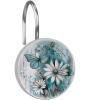 Daisy Butterflies on Rustic Plank Shower Curtain Hooks Set of 12, Decorative Shower Curtain Rings for Bathroom, Rust Resistant Shower Curtain Hangers Bathroom Decor Accessories view 1