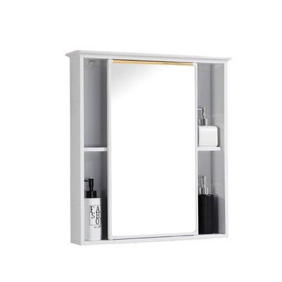 Bathroom Mirror Cabinet Single Mirrored Door - Modern Toilet Cupboard Storage Unit with Mirror Doors Adjustable Shelf, Wall-Mounted Push-Pull Waterproof Bathroom Storage Cabinet