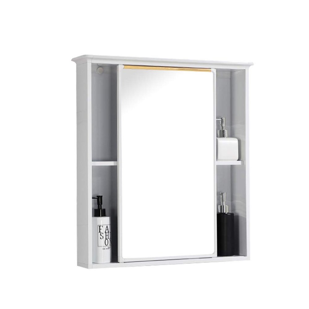 Bathroom Mirror Cabinet Single Mirrored Door - Modern Toilet Cupboard Storage Unit with Mirror Doors Adjustable Shelf, Wall-Mounted Push-Pull Waterproof Bathroom Storage Cabinet