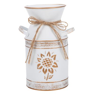 FUNOMOCYA Vintage Metal Bucket Vase for Home and Garden Decor Rustic Retro Container for Dried Floral Arrangements for Office Living Room and Exhibition Display