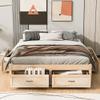 Queen Size Platform Bed with 6 Storage Drawers,for Kids Teens Adults Bedroom Use (Antique Natural@Drawers~, Queen) view 3