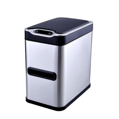 Bathroom Waste Bin Intelligent Induction Stainless Steel Trash Can Bathroom Toilet Multi-Function Self-contained Toilet Brush Paper Towel Trash Can Three-in-one Kitchen Garbage Bin (Color : Silver,