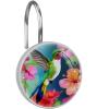 Flower and Hummingbird Shower Curtain Hooks Set of 12, Decorative Shower Curtain Rings for Bathroom, Rust Resistant Shower Curtain Hangers Bathroom Decor Accessories view 1