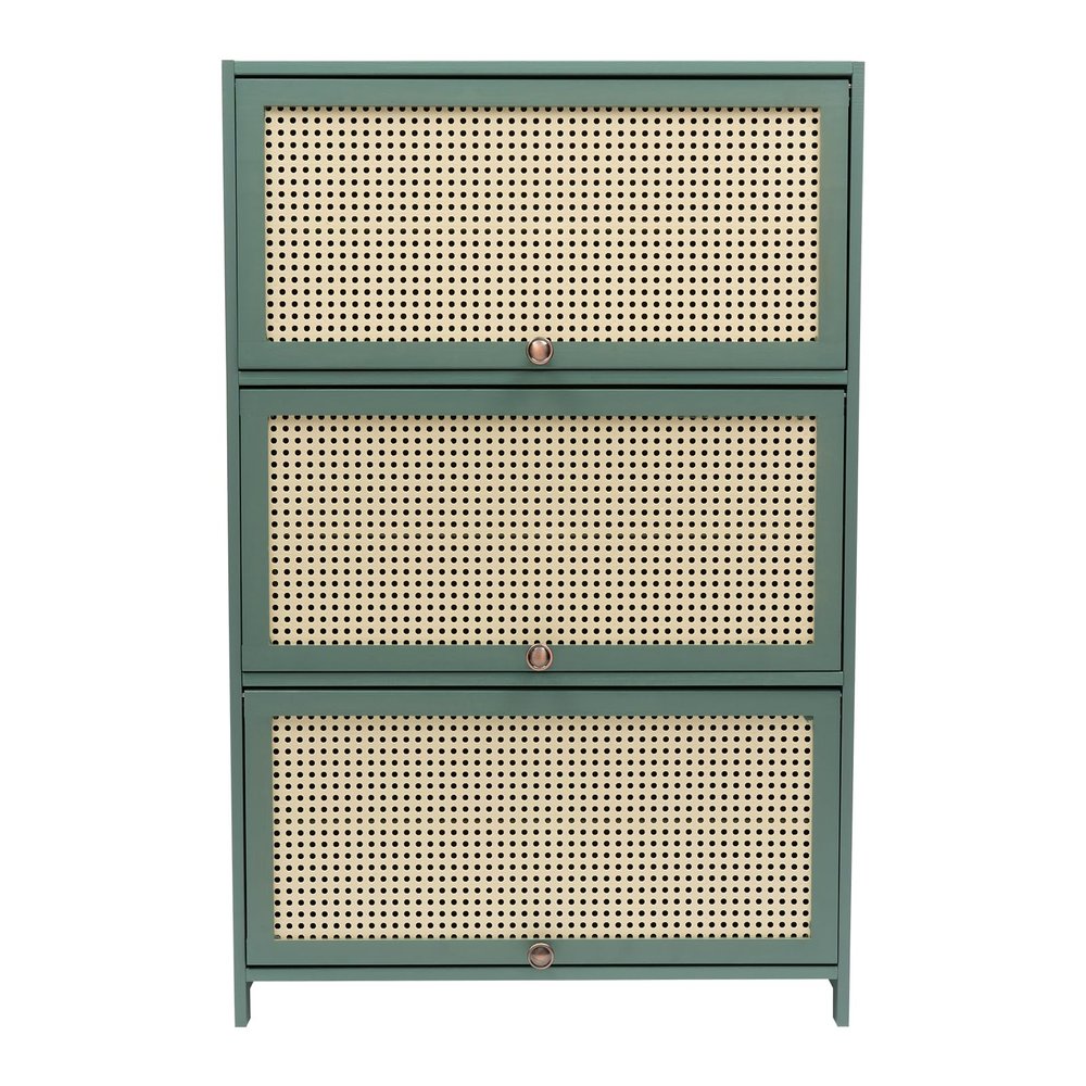 7-Tier Bamboo Shoe Rack Organizer Cabinet Free Standing Shoe Organizer with Breathable Flip-up Doors Storage Cabinet Organizer for Closet, Hallway, Entry Way, Bedroom,Green