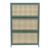 7-Tier Bamboo Shoe Rack Organizer Cabinet Free Standing Shoe Organizer with Breathable Flip-up Doors Storage Cabinet Organizer for Closet, Hallway, Entry Way, Bedroom,Green view 1