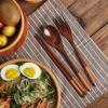 Wooden Tableware Fork Spoon Chopsticks 3-Piece Set Solid Wood Long Handle Spoon Chopsticks Portable Tableware (Color : C) (Color : C) view 4