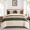 Anibedding Striped Comforter Set Queen Size, Boho Brown Green Striped Bedding Comforter Set 7 Piece Bed in a Bag, Soft Microfiber Down Alternative Farmhouse Bedding Set for All Season(90"x90") view 1