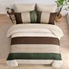 Anibedding Striped Comforter Set Queen Size, Boho Brown Green Striped Bedding Comforter Set 7 Piece Bed in a Bag, Soft Microfiber Down Alternative Farmhouse Bedding Set for All Season(90"x90") view 3