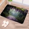 GIXKOXE Purple Floral Bath Mat Misty Forest Fantasy Spring Garden Nature Landscape Foggy Jungle Green Plants Bathroom Decor Rugs view 3