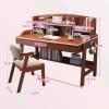 Solid Wood Desk Kids Desks with Drawers and Bookshelf, Height-Adjustable Desk Suit for All Ages, Learning Computer Workstation Writing Desk with Hooks, Study Home Office Desk ( Color : Blue without ch view 3