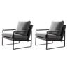 CraftThink Accent Chairs, Modern Ultra Soft Microfiber Leather Armchair Upholstered Living Room Chair Reading Chair Side Chair with Metal Legs for Bedroom Reception Area, 2 Piece Set Grey view 1