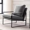 CraftThink Accent Chairs, Modern Ultra Soft Microfiber Leather Armchair Upholstered Living Room Chair Reading Chair Side Chair with Metal Legs for Bedroom Reception Area, 2 Piece Set Grey view 3