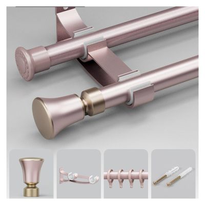 NOIRDA Wall Mounting Curtain Rails, Elegant Aluminum Curtain Pole for Window, Room Divider Curtain Tracks Rods for Living Room Bedroom(Color:Apple Gold,Size:180cm/2 * 90cm)