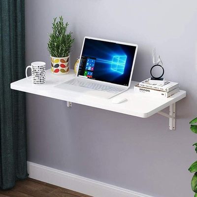 Nikos Wall-Mounted Folding Table White Foldable Dining Table/Computer Table/Shelf Wrought Iron Double Bracket (Size : 100x40cm) Size:80x40cm (Size : 120x30cm)