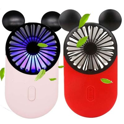 ZSHMJMJ Cute Personal Mini Fan(2 PACK), Mini Handheld USB Rechargeable Portable Fan with Stylish LED Light,3 Speed Adjustable,Cute Mouse,for Kids Girls Woman Home Office Outdoor Travel