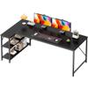 Huuger L Shaped Desk, 63 Inches Computer Desk with Reversible Storage Shelves, Gaming Corner Home Office Writing Study, Metal Frame, Black view 1