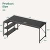 Huuger L Shaped Desk, 63 Inches Computer Desk with Reversible Storage Shelves, Gaming Corner Home Office Writing Study, Metal Frame, Black view 3