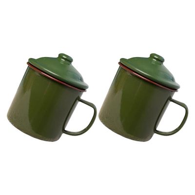 Alipis 2pcs Enamel Cup - Mug for Coffee Tea Water Vintage Design for Home Office Outdoor Use Stylish Drinking Cups