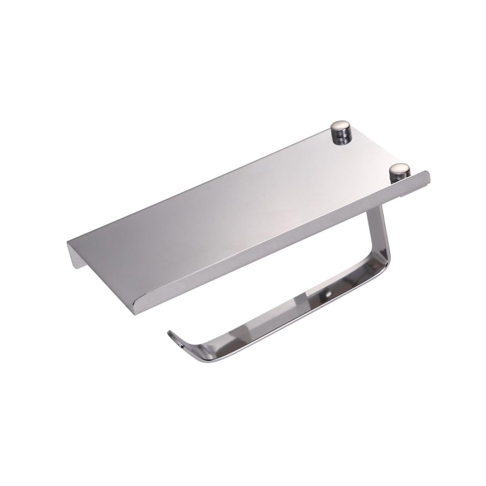 Ciieeo Bathroom Stainless Steel Paper Roll Holder Phone Shelf Rustproof Tissue Holder for Bathroom and Kitchen Multifunctional Design Mobile Storage Shelf