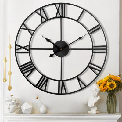 Mee 2ou Large Wall Clock For Living Room Decor - 80cm/ 32 Inches Nearly Silent Non-Ticking Metal Wall Clocks Battery Operated, Vintage Decorative Modern Wall Clock For Bedroom, Office, Farmhouse Decor
