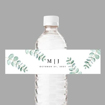 Zlatomu Custom Water Bottle Labels - Personalized Bottle Stickers With Pink Floral Text Waterproof Bottle Label For Weddings, Graduation, Anniv, 50pcs