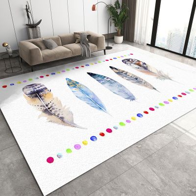 2x4 Runner Rugs Vivid Painted Watercolor Feather Illustration Fit Under Door Rugs for Entryway, Kitchen Runner Rug Soft Non Slip Washable for Sink Entryway Hallways Indoor