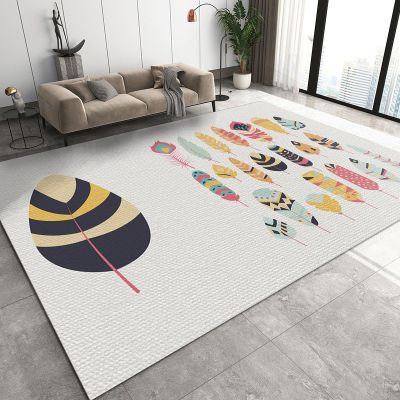 7x10 Large Area Rugs Cute Multicolor Feather Specimen Area Rug for Living Room, Various Feathers Modern Rug with Double Sided Carpet Tape for Bedroom Men Room Decor