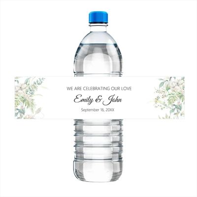 50 Pieces/100 Pieces Wedding Water Bottle Labels - Personalized Party Bottle Stickers Floral Leaf, Personalized Water Bottl