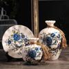 EliteBloom Ceramic White Bottles 3 Sets of Ceramic Vases, Chinese Vase Home Decoration, Modern Vase Set (Blue) view 3
