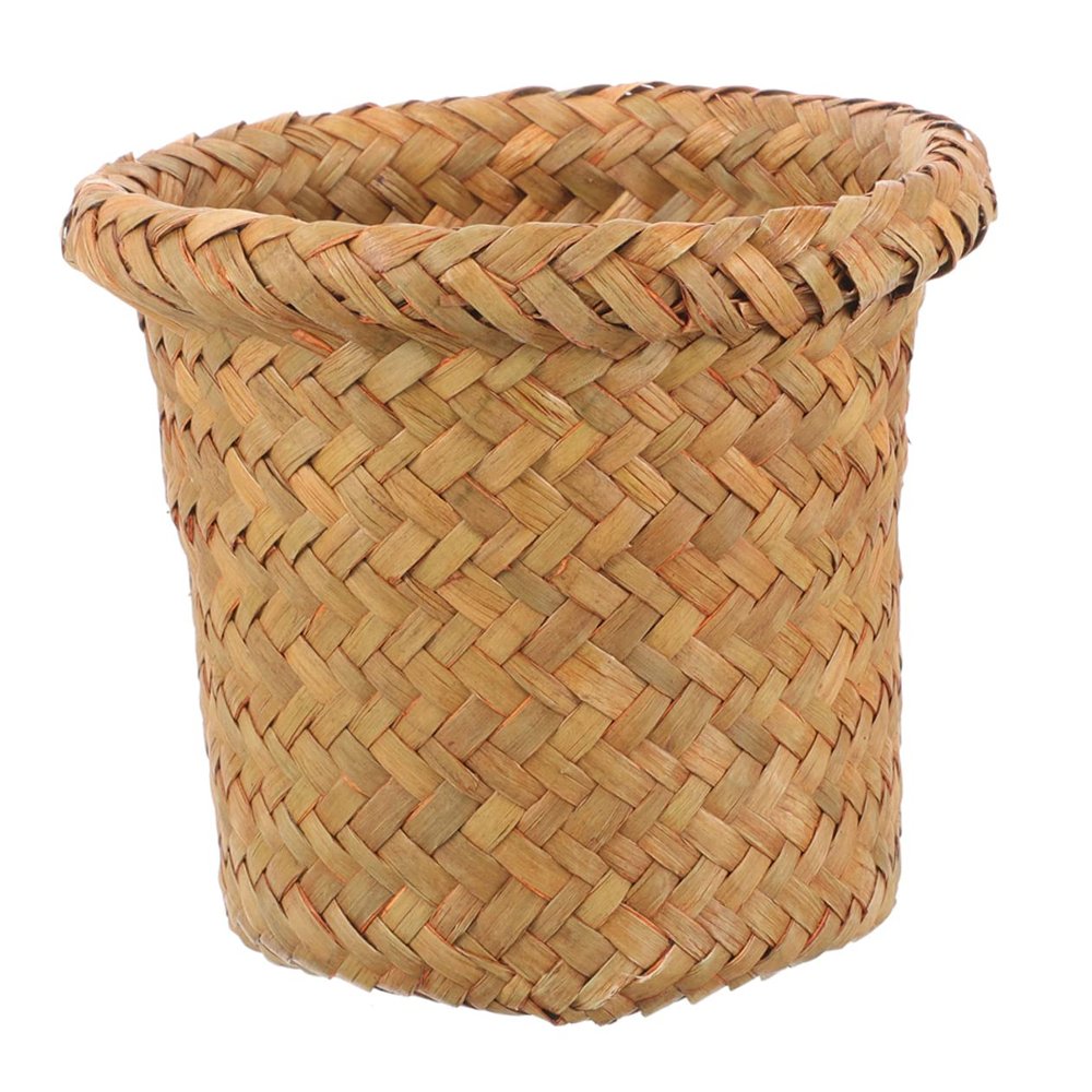 BUGUUYO Woven Trash Can for Bathroom Handcrafted Storage Bin Sturdy and Stylish Laundry Hamper Decorative Wastebasket for Organized Spaces
