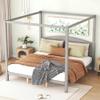 Acosure King Size Canopy Platform Bed with Headboard and Support Legs,Bedroom Wood Bed Frame W/Space Saving,No Box Spring Required,for Girl Boy Kid,Adults,Grey Wash view 1