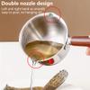 Butter Warmer Stainless Steel Pot:Chocolate Melting Pot with Wooden Handle,Dual Pour Spout Milk Warmer Pot,Small Heating Cookware for Stove,Induction Cooker (300ml) view 4