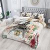 Nttopship Romantic Eiffel Tower Comforter Set Queen Size for Adults 3Pcs,Retro Style Eiffel and Flowers Bedding Set Soft Comfoter for All Season view 2